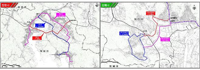 창원·김해 노선도. 경남도청 제공