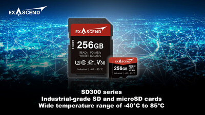 Exascend launches SD300 series industrial-grade SD and microSD cards.