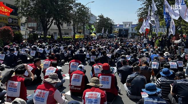 오늘(1일) 제주시청에서 열린 세계노동절 제주대회(사진, 강효섭 기자)