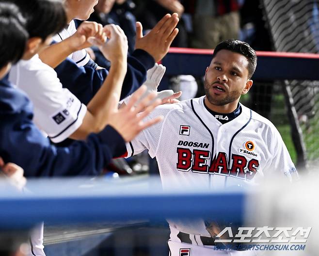 2일 잠실 한화전 5회 시즌 5호 1점 홈런을 때린 로하스. 잠실=허상욱 기자wook@sportschosun.com