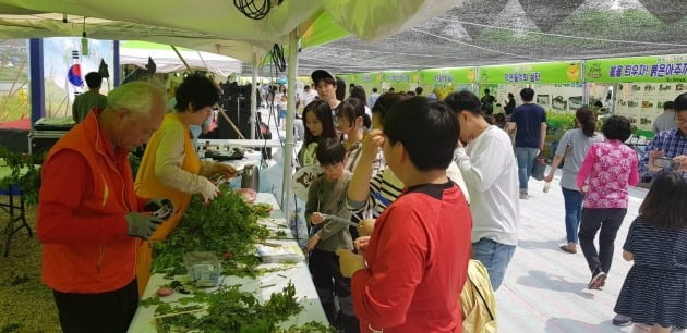 공주시 석장리구석기 축제장에 마련된 농촌체험존. 공주시 제공