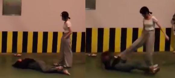 충남 태안에서 여중생 A양이 후배 여중생 B양을 무차별적으로 폭행하고 있다. [사진=페이스북 캡처]