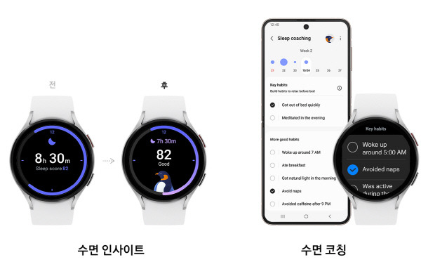 갤럭시워치의 새로운 ‘원 UI 5 워치(One UI 5 Watch)’ 수면 기능 부분. 삼성전자 제공