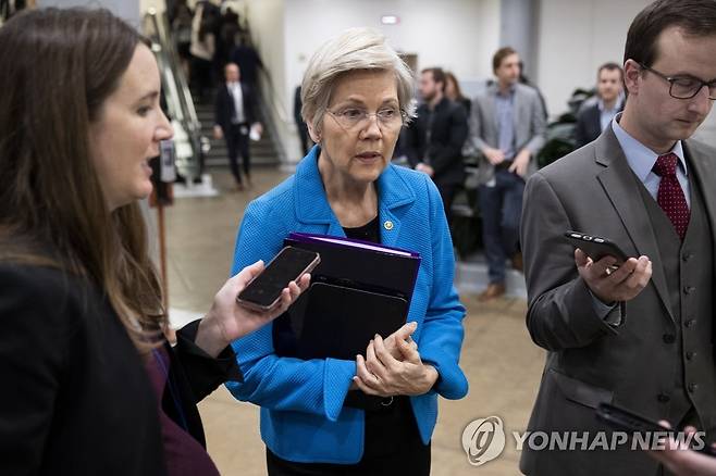 엘리자베스 워런 미국 연방 상원의원 [EPA 연합뉴스 자료사진. 재판매 및 DB 금지]