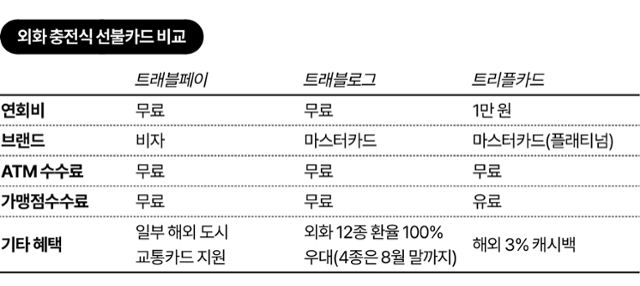 외화 충전식 선불카드 비교. 그래픽=김대훈 기자