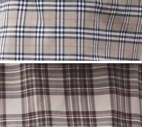 남녀공학인 제주시내 모 중학교 교복의 체크무늬 디자인. 위쪽이 현재 2·3학년 여학생들이 입는 교복 디자인이고 아래쪽이 신입생 교복의 디자인이다.  영국 명품 브랜드 버버리사가 자사 브랜드를 상징하는 '체크무늬'에 대한 상표권 침해 문제를 제기하면서 생긴 '신학기 풍경'이다./사진=뉴스1.