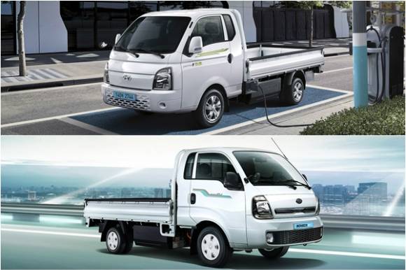 현대자동차 포터 일렉트릭(위)과 기아 봉고 EV [사진=현대차-기아]