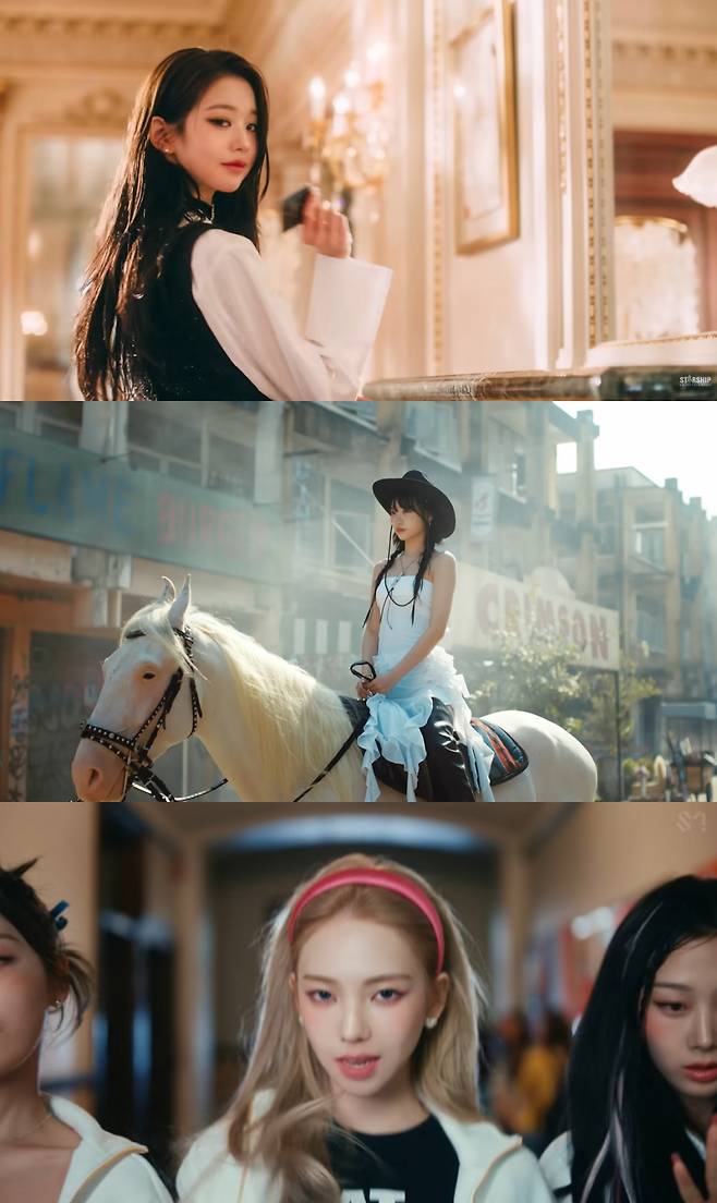 /사진=아이브 '아이엠', 르세라핌 '언포기븐', 에스파 '스파이시' MV 캡처