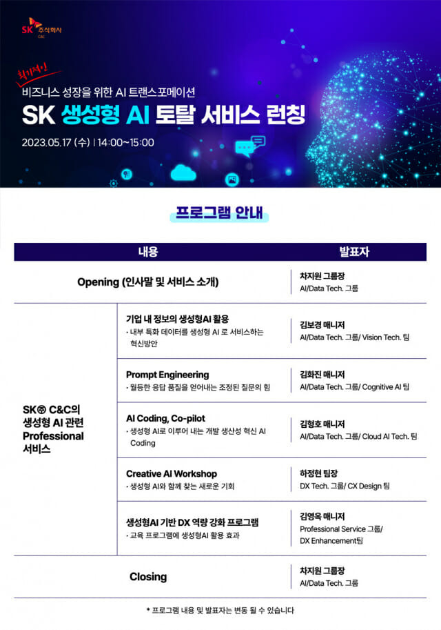 SK(주) C&C, '생성형 AI 토털 서비스 론칭 웨비나' 개최(이미지=SK(주) C&C)