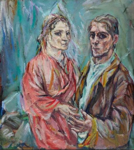 '2인 초상'(1912~1913). 알마의 임신 소식을 듣고 그린 그림이다. 이전 작품들보다 색채가 밝아졌다.