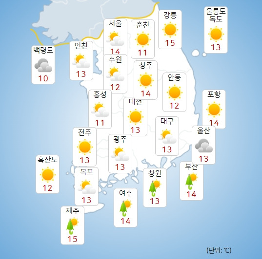 기상청 내일(13일) 오전 날씨 : 전국날씨,날씨예보,주말,주간날씨