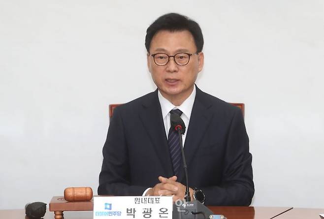 박광온 더불어민주당 원내대표가 12일 오전 국회에서 열린 최고위원회의에서 발언을 하고 있다. ⓒ데일리안 박항구 기자