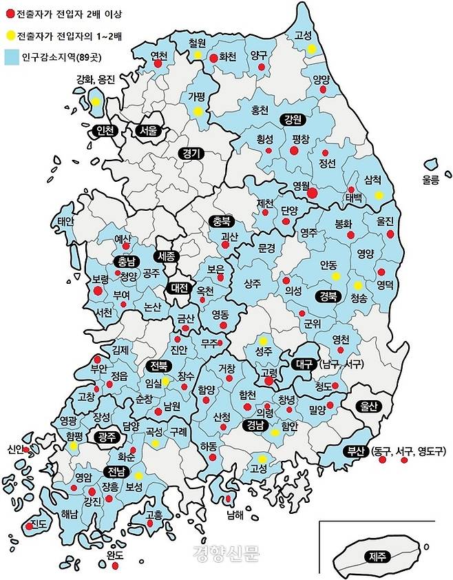 ‘인구감소지역’ 공무원 유출 현황(2020년~2022년)