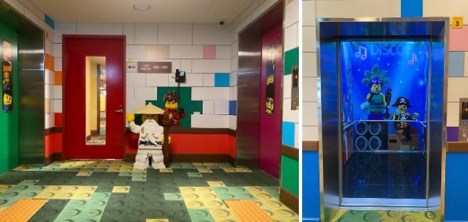 전 세계 어느 레고랜드 호텔을 가도 똑같은 ‘디스코 엘레베이터’ / 사진=홍지연 여행+ 기자