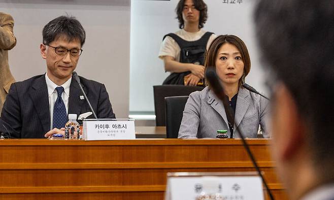 카이후 아츠시 외무성 군축불확산과학부장을 수석대표로 하는 일본측 대표단이 12일 서울 종로구 외교부 청사에서 후쿠시마 원전 오염수 시찰단 파견 관련 논의를 위한 한일 국장급 협의에 참석해 있다. 공동취재사진