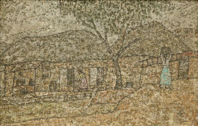 박수근, 농촌풍경, 1960년대, 캔버스에 유채 , 22×34.5cm, 국립현대미술관 이건희컬렉션. 박수근연구소 제공