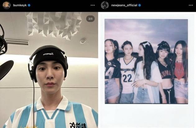 블록코어 패션. 사진은 왼쪽부터 샤이니 키, 뉴진스의 모습. (사진=키 인스타그램, 뉴진스 인스타그램)