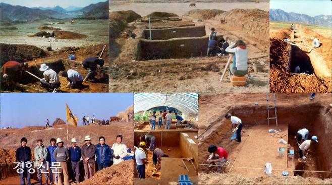 전곡리 구석기발굴 모습. 한탄강변에 드넓은 대지에 구석기인들의 터전이 존재했다는 얘기다.|전곡선사북물관 제공