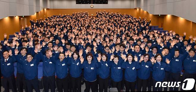2019년 2월 울산 북구 현대자동차문화회관 대강당에서 기술직 신입사원 입사식 열린 모습. /사진=뉴스1