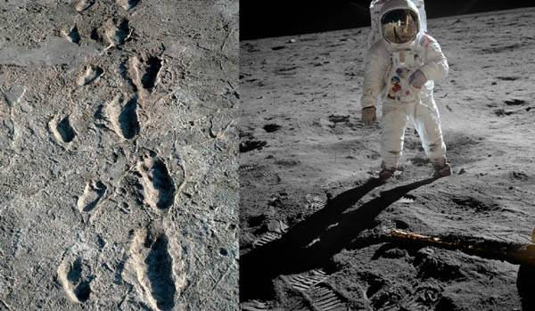360만년 전 고인류의 발자국은 우주시대를 연 아폴로 11호 우주인인 암스트롱, 올드린, 콜린스 등의 ‘위대한 발자국’에 비견될 수 있다. / ‘humanorigins.si.edu’와 ‘미 우주항공국(NASA)’