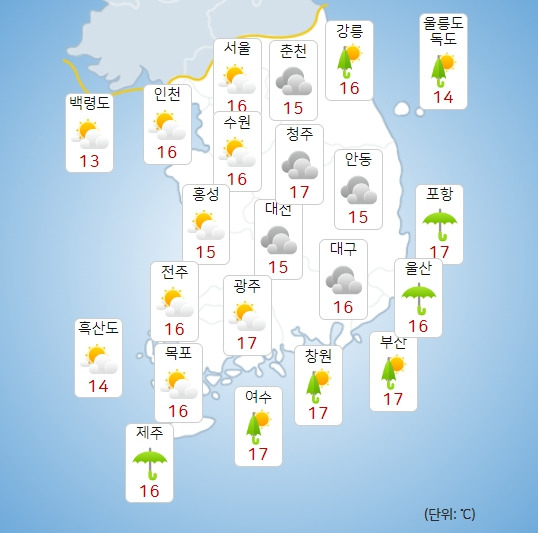 기상청 내일(19일) 오전 날씨 : 전국날씨,날씨예보,주말,주간날씨