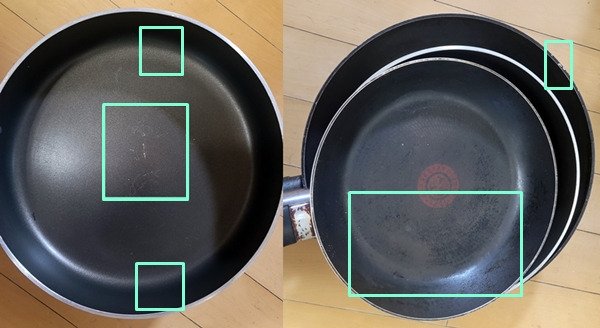스크래치가 나거나 코팅이 벗겨진 프라이팬은 과감하게 정리했다.