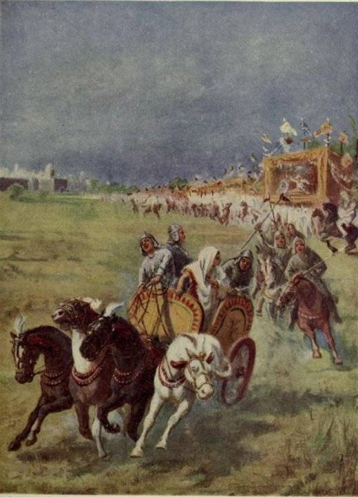 20세기 초반 유럽이 상상하던 인도를 점령한 아리안의 모습. 『Hutchinson’s Story of the nations』에서. [사진 위키피디아, 중앙포토]