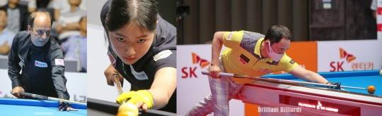 사진 왼쪽부터 산체스, 한지은, 황득희(출처=PBA. 브릴리언트 타 빌리아드)