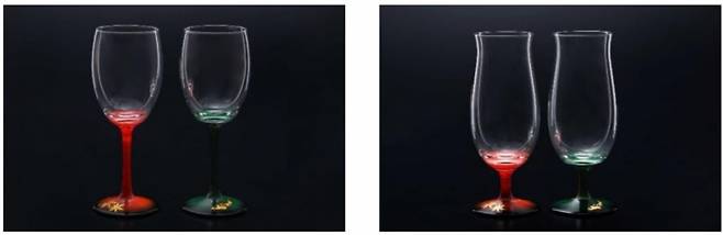 7대 긴죠이코쿠사이가 제작한 와인 글래스(왼쪽)과 고블렛(오른쪽). /사진제공=일본 외무성