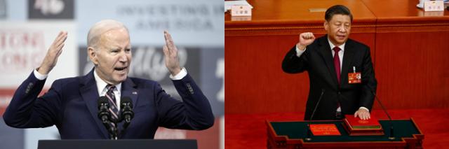 조 바이든(왼쪽) 미국 대통령과 시진핑 중국 국가주석. AP 뉴시스·로이터 연합뉴스