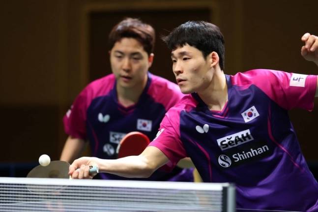 ▲ 장우진(오른쪽)과 임종훈 ⓒ대한탁구협회