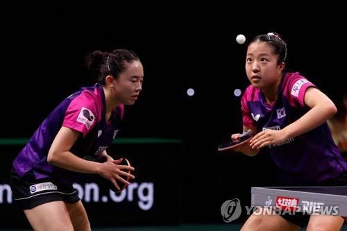국내 간판 여자 탁구 복식조인 신유빈-전지희가 26일 남아프리카공화국 더반에서 열린 '2023 국제탁구연맹 세계 탁구선수권대회'에서 세계 1인 중국 쑨잉사-왕만위 조를 3-0으로 꺾고 30년 만에 금메달을 앞두고 있다.



연합뉴스 제공