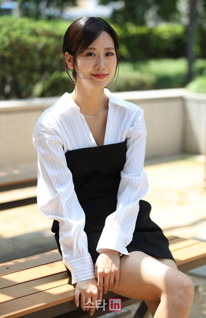 이데일리 인터뷰를 위해 서울 중구 KG타워를 찾은 강혜연.(사진=노진환 기자)