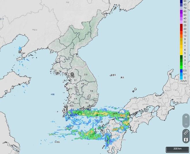 30일 오전 9시 강수 일기도. 기상청 제공