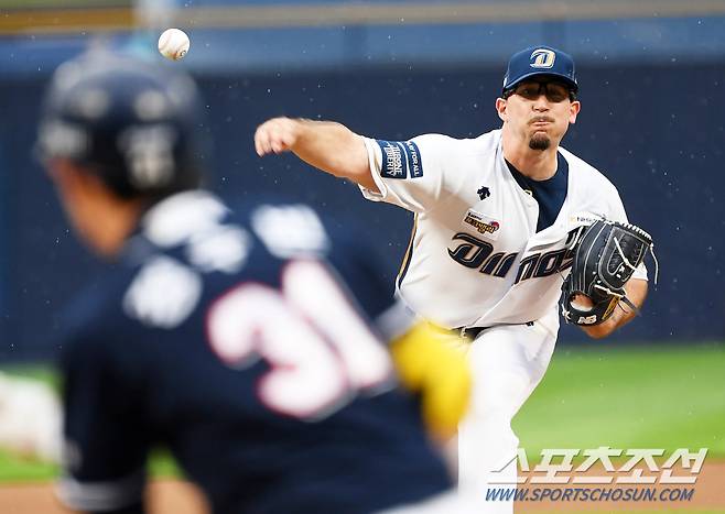 6회까지 두산 타선을 완벽히 봉쇄한 NC 선발 와이드너의 압도적인 피칭. 창원=박재만 기자 pjm@sportschosun.com