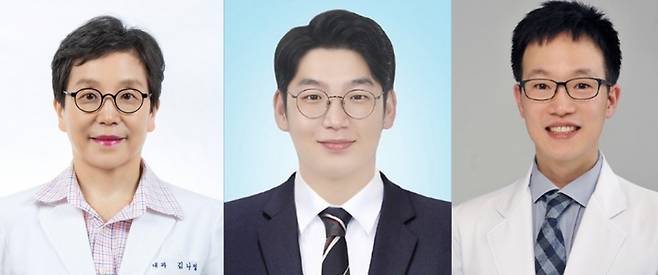 왼쪽부터 김나영 교수,김상빈 소화기내과 전문의,분당서울대병원 순환기내과 황인창 교수
