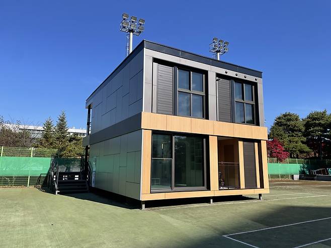 GS건설 용인기술연구소에 설치된 철골모듈러 목업(Mook-up) 외부 사진. /GS건설 제공