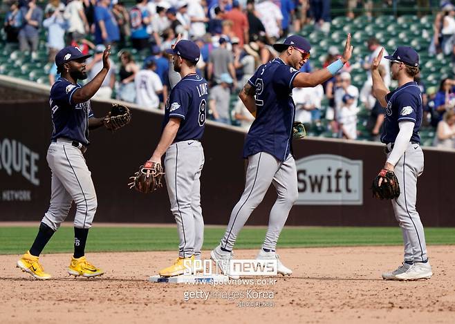 ▲ 세리머니하는 탬파베이 선수단.