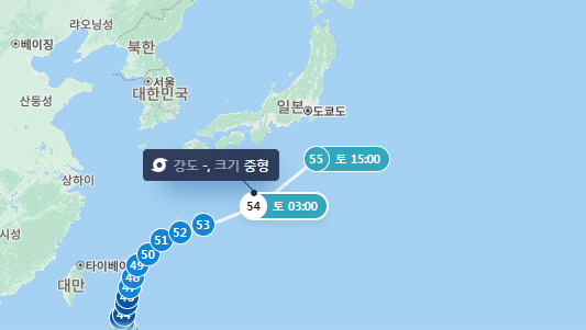 제 2호 태풍 마와르가 일본 남부를 지나 동쪽으로 이동 중이다. 네이버