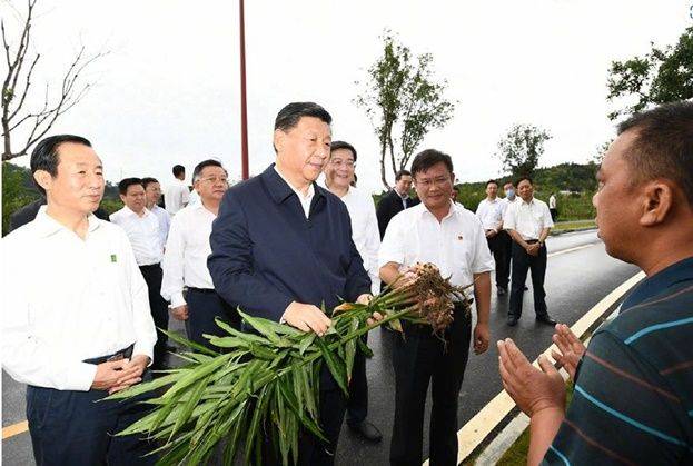 시진핑 중국 국가주석이 2020년 9월 후난성 천저우시 루청현 사저우 요족촌을 찾아 현지 주민들과 얘기를 나누고 있다. ⓒ 신화 웨이보 캡처