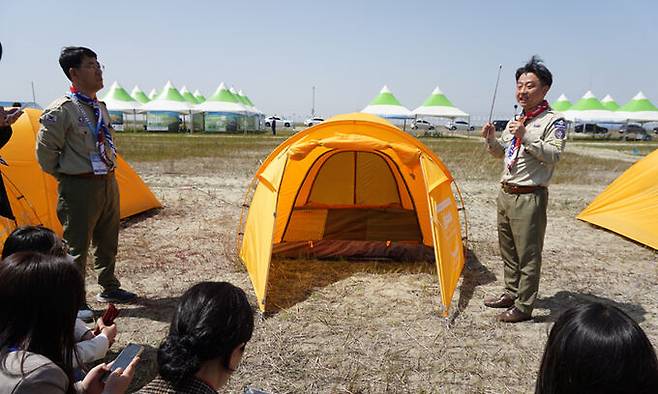 세계스카우트잼버리 새만금 영지 내 설치된 텐트. 2023 새만금 세계스카우트잼버리조직위 제공