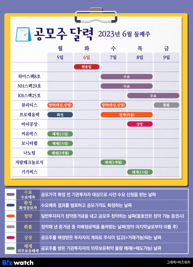 6월 둘째주 공모주달력/그래픽=김용민 기자 kym5380@