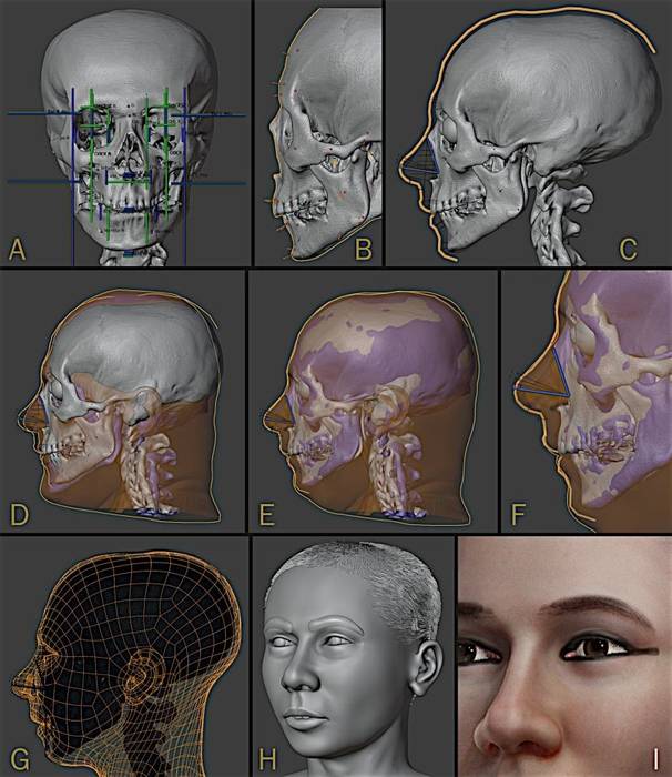 ‘투탕카멘’ 복원 이미지 제작 과정. 사진=시세로 모라에스 연구원/IJAE