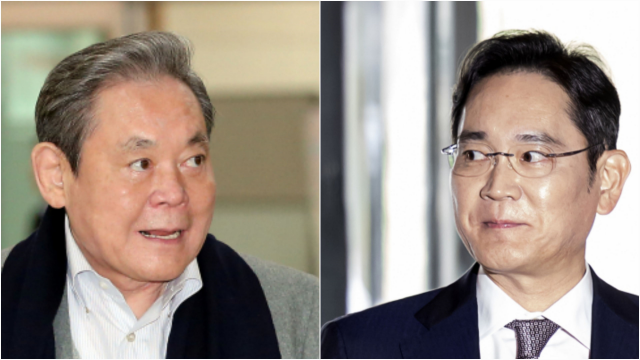 이건희(왼쪽) 삼성 선대회장과 이재용 삼성전자 회장.