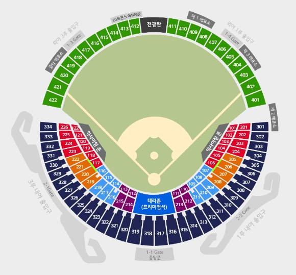 LG트윈스 좌석 배치도 [사진=LG트윈스 홈페이지 캡처]