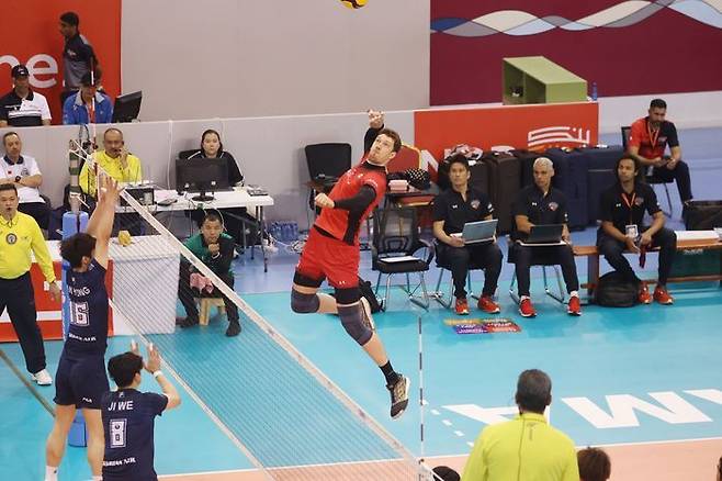 2023 아시아 남자 클럽 배구 선수권대회서 대한항공을 상대하는 드미트리 무셜스키. ⓒ KOVO