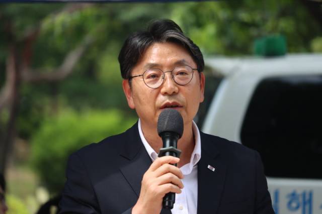 ▲홍태용 김해시장. ⓒ프레시안(조민규)