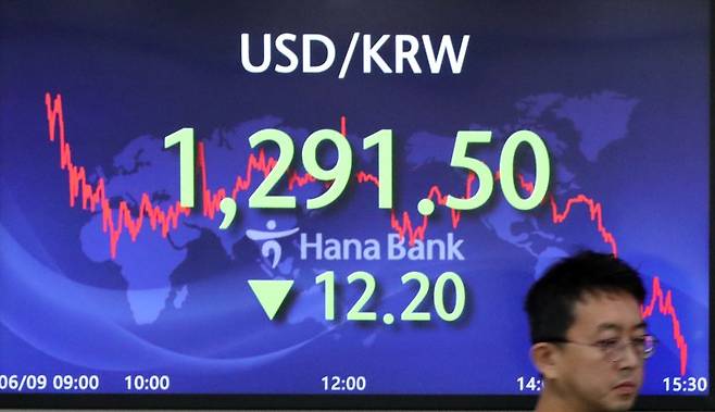 코스피가 전 거래일(2610.85)보다 30.31포인트(1.16%) 오른 2641.16에 장을 마친 9일 오후 서울 중구 하나은행 딜링룸에서 딜러들이 업무를 보고 있다. 코스닥 지수는 전 거래일(876.13)보다 7.58포인트(0.87%) 상승한 883.71에 거래를 종료했다. 서울 외환시장에서 원·달러 환율은 전 거래일(1303.7원)보다 12.2원 내린 1291.5원에 마감했다. 2023.06.09. 사진=뉴시스