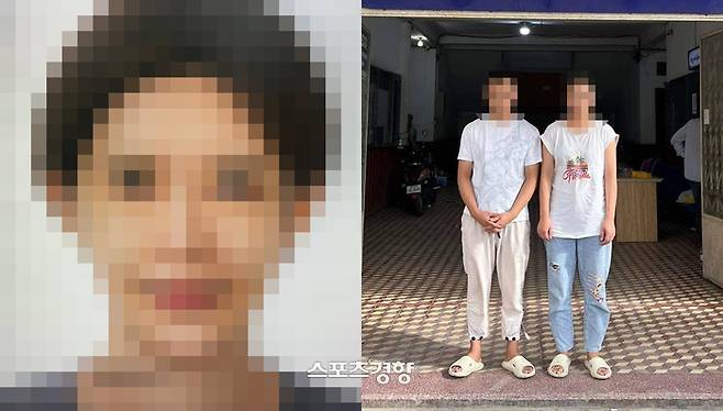 캄보디아 현지에서 사망한 A씨(왼쪽)와 체포된 중국인 부부. 라스메이캄푸차 제공