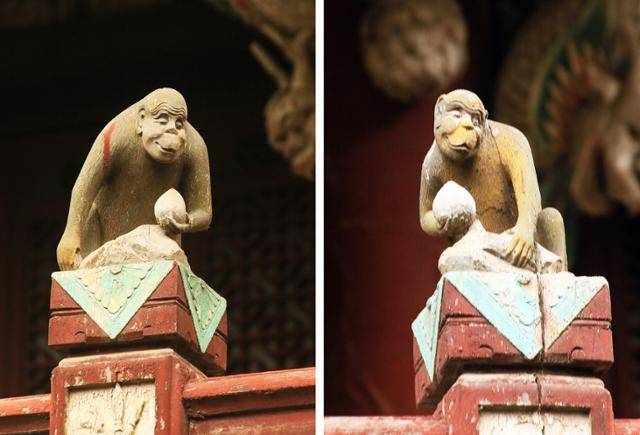 화희루 무대의 원숭이 한 쌍. ⓒ최종명